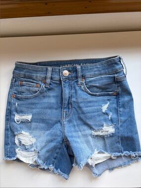 American Eagle Outfitters Distressed Light Blue Denim Shorts